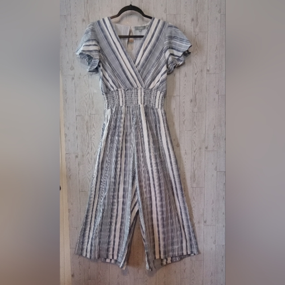 Jcee Striped Jumpsuit Women's Size PS NWT Gray Blue White